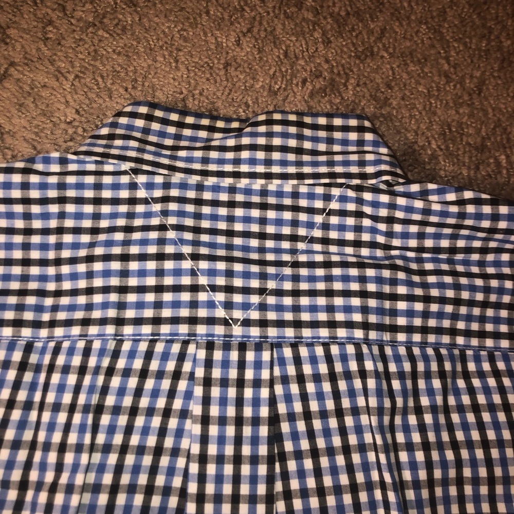 🤑SOLD🤑Tommy Hilfiger Mens Size Medium Button Down Black Blue Work Dress Shirt - Picture 12 of 15
